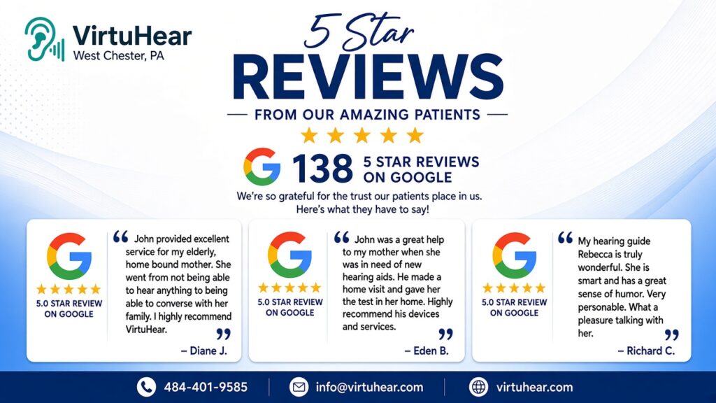 VirtuHear 5-Star Google Reviews flyer
